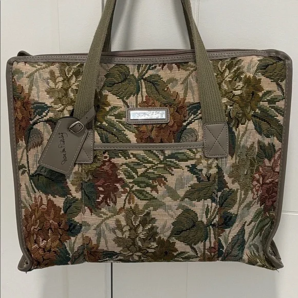 Vintage Diane Von Furstenburg weekender bag floral tapestry shoulder bag - Picture 4 of 17